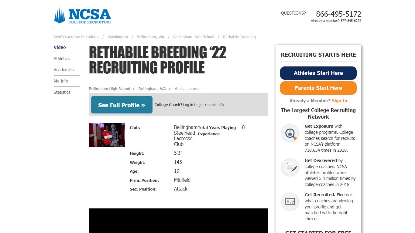 Rethabile Breeding's Men's Lacrosse Recruiting Profile